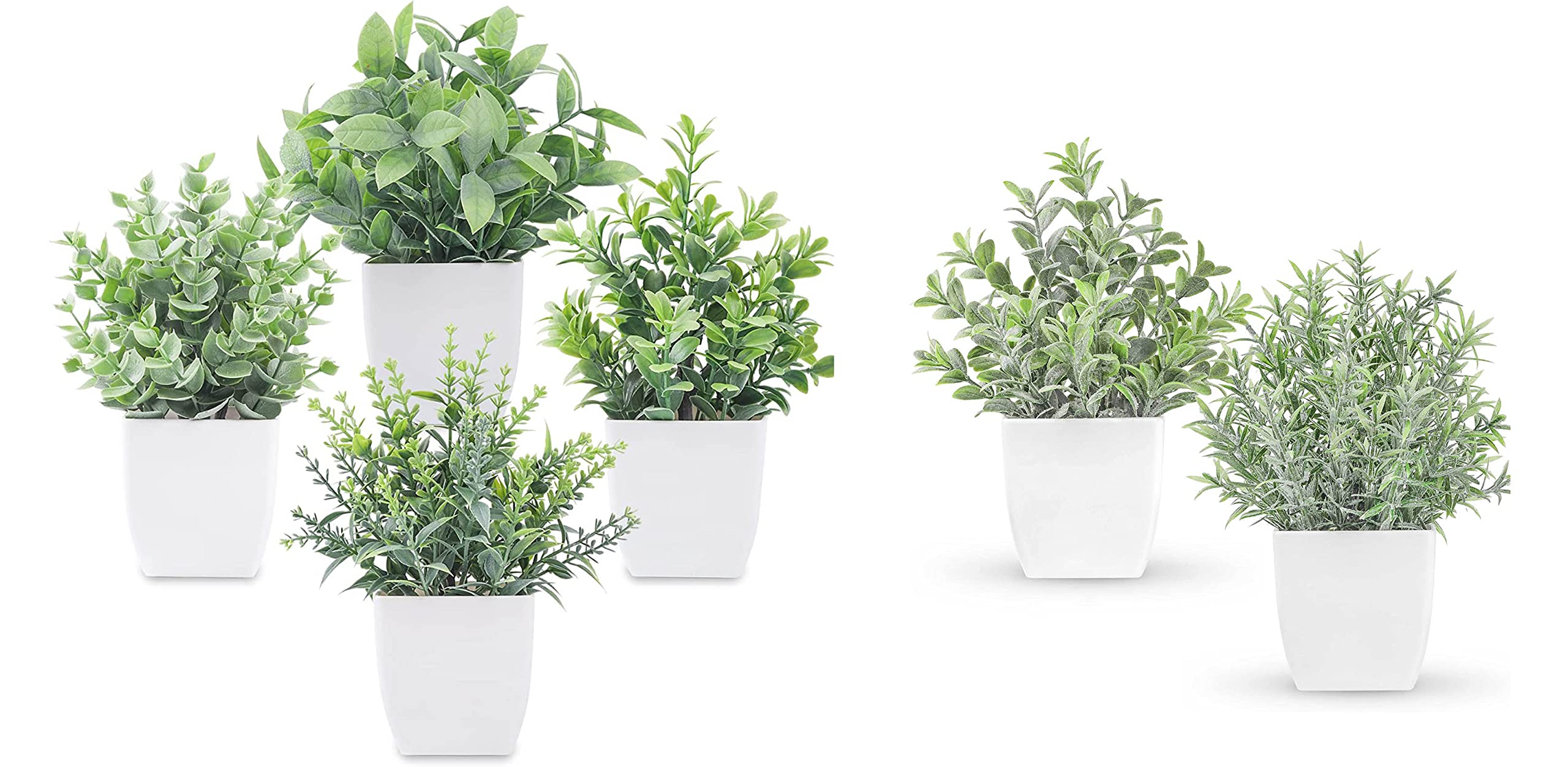 4 Packs Small Fake Plants & 2 Packs Mini Artificial Plants - Realistic Bathroom, Farmhouse, Office & Home Decor for Indoor Spaces - Perfect for Shelves, Desks, Tables & Windowsills