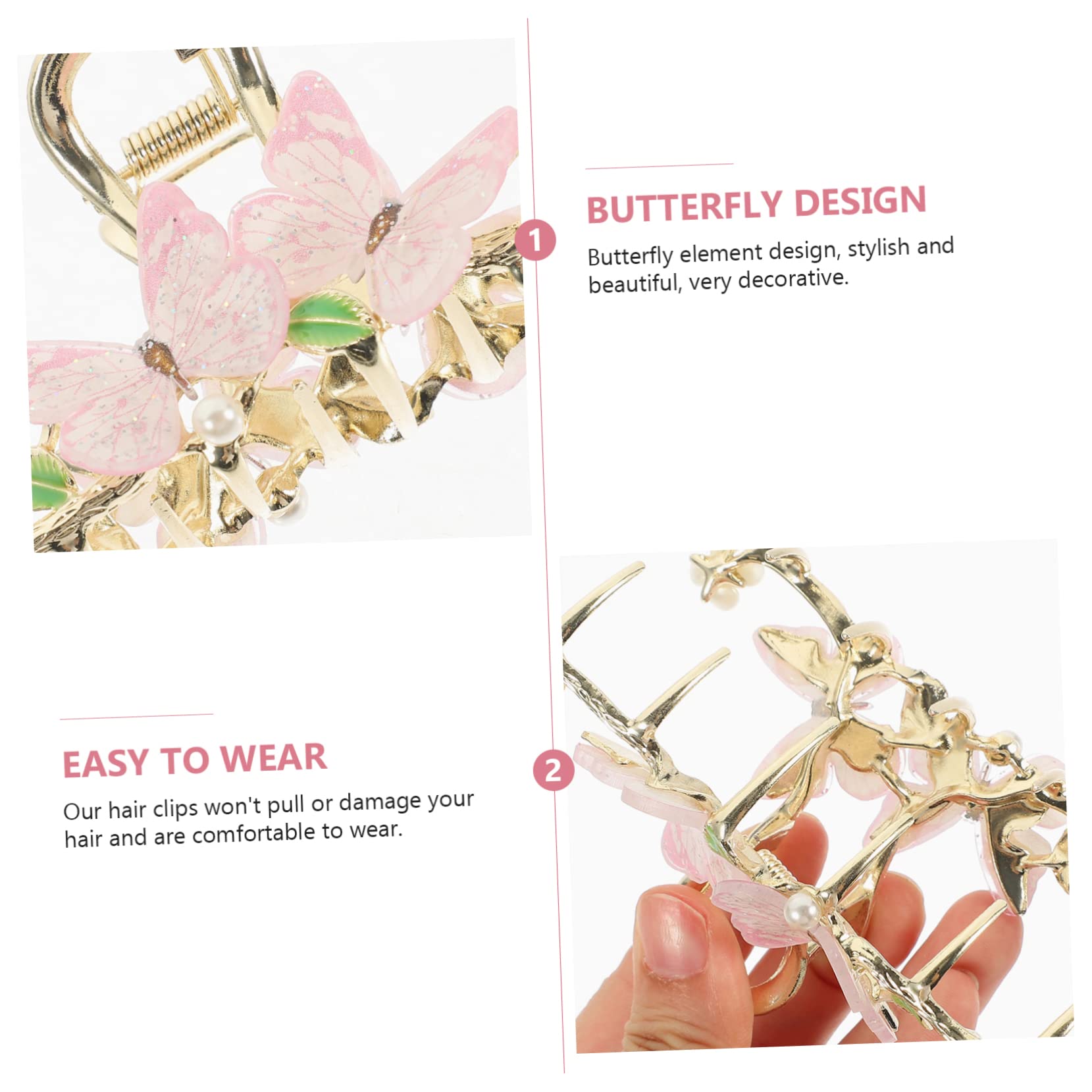 BIUDECO Large Butterfly Hair Clips for Women & Girls - Decorative Claw Clips for Thick Hair - Perfect for School, Parties, Weddings & Everyday Hairstyles