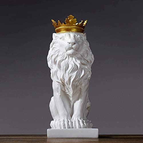 Premium Resin Lion Crown Sculpture - Elegant Home & Office Decor, Animal Statue Collectible for Living Room, Desk, Bookshelf, and Gift Giving