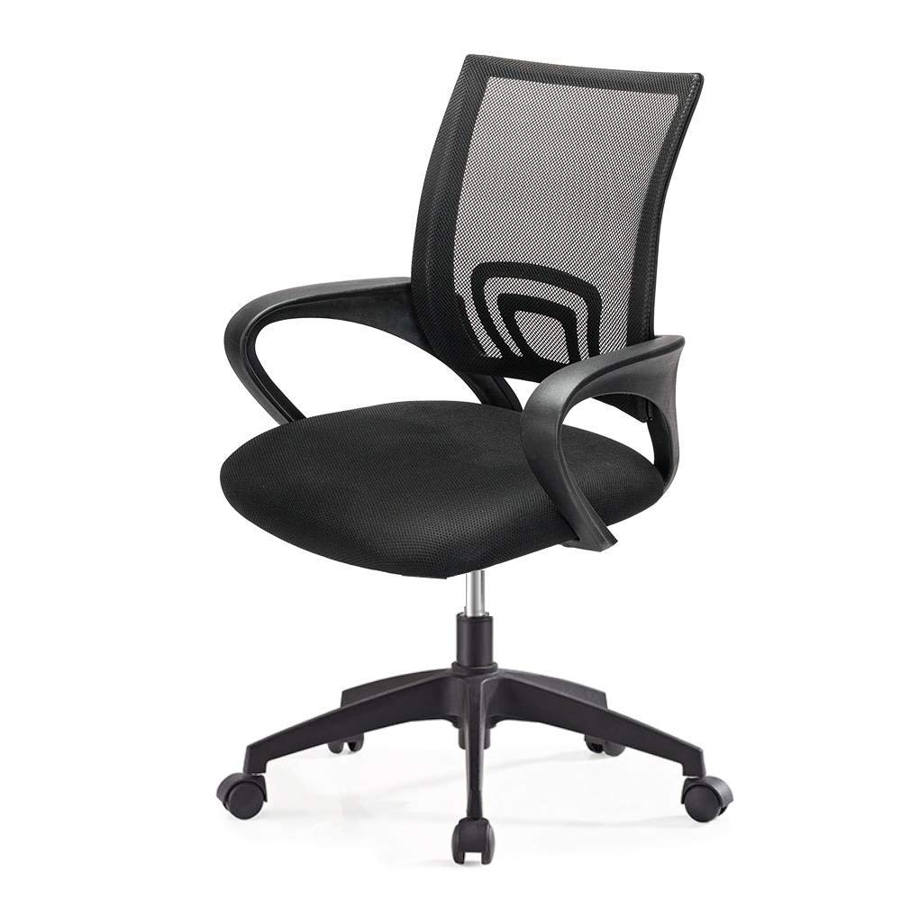 Ergonomic Office Chair with Lumbar Support - Adjustable Swivel Rolling Mesh Desk Chair with Armrests & Metal Base for Home and Office Use, Black - Perfect for Long Hours of Work, Gaming, or Studying