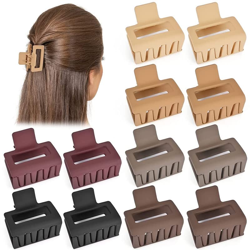 Shidara Cute Hair Claw Clips for Women & Girls - Strong Non-Slip Jaw Clips for Thick, Thin, Long & Short Hair - Matte Square Medium Hair Clips (6-Piece Set) - Perfect for Work, School & Everyday Styling
