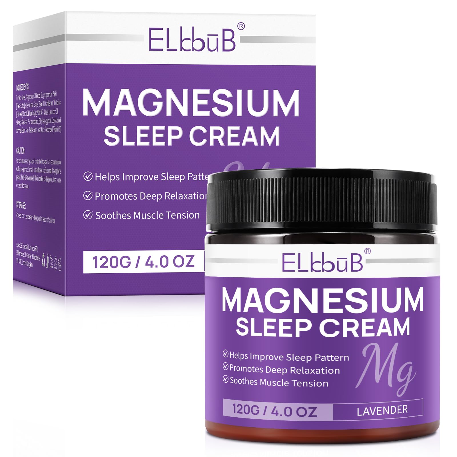 Natural Magnesium Cream for Sleep & Relaxation - Enriched with Almond Oil, Lavender & Vitamin E - Fast Absorbing Magnesium Lotion for Skin Nourishment & Muscle Recovery - Perfect for Nighttime Use, Stress Relief & Post-Workout Recovery