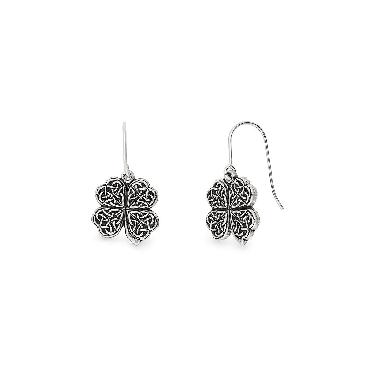 Lucky Four Leaf Clover Sterling Silver Hook Earrings for Women - Perfect for St. Patrick's Day, Irish Pride & Everyday Fashion Accessories
