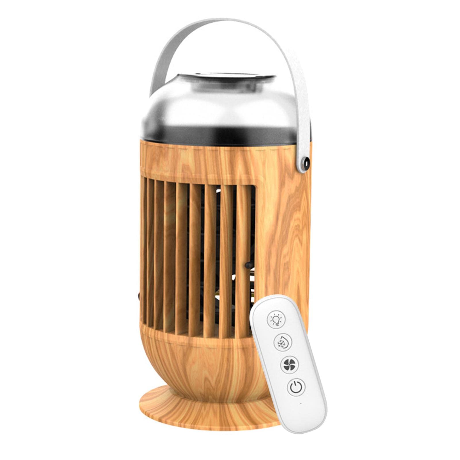Yajuyi Portable Air Conditioner Fan - USB Personal Air Cooler with Humidifier & Remote Control for Camping, Office, Bedroom - Wood Color Design