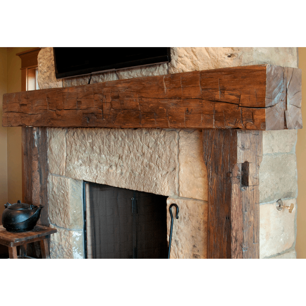 Reclaimed Wood Mantel Shelf 6x6 - Rustic Barn Beam Shelf for Fireplace, Floating Shelves, Home Decor - Perfect for Living Room, Bedroom, or Farmhouse Style