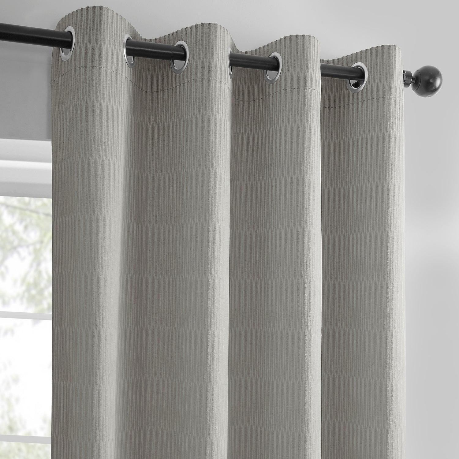 Pewter Abstract Grommet Blackout Curtains - Embossed Velvet Window Drapes for Living Room & Bedroom | Noise Reducing & Room Darkening Window Treatments for Home Decor