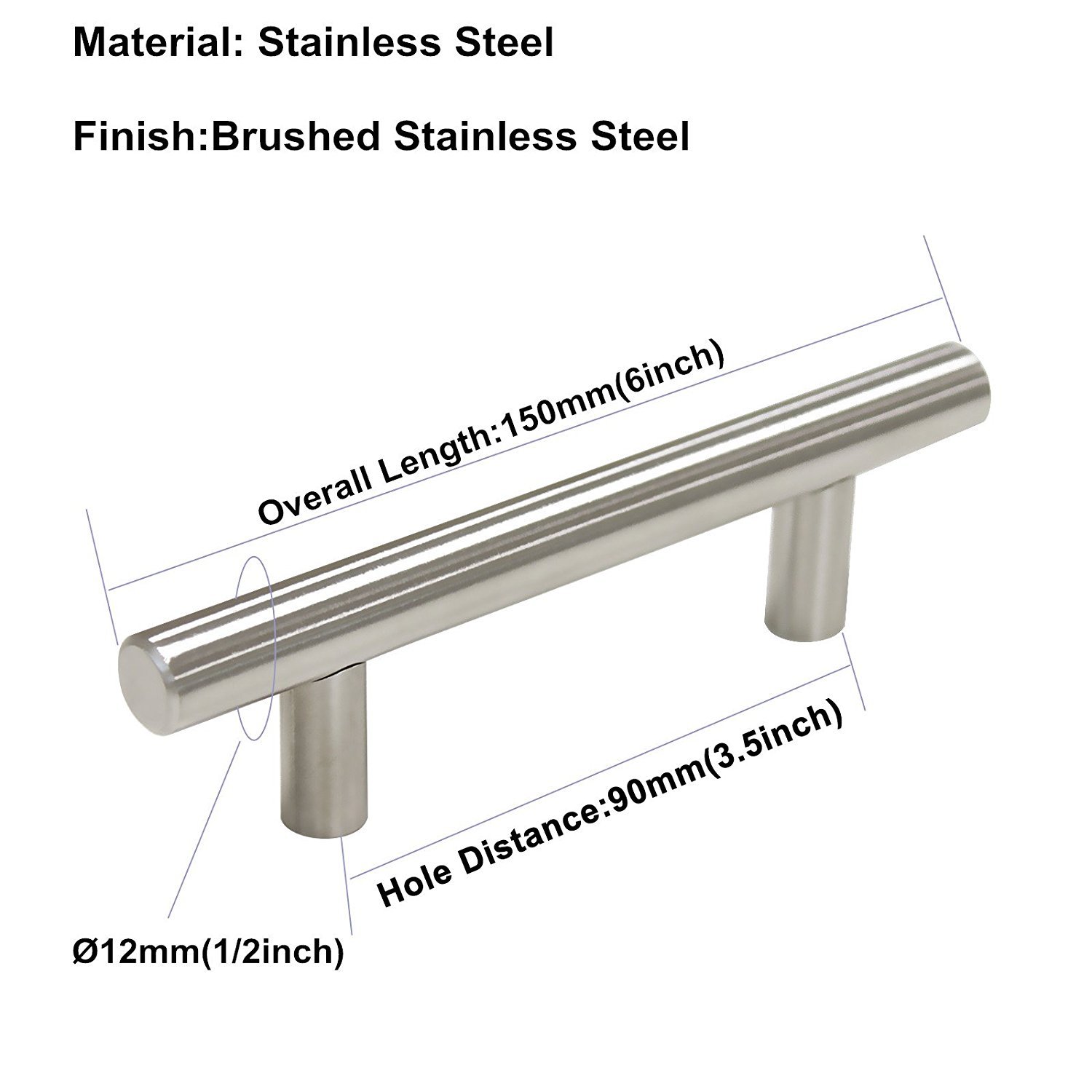 Brushed Nickel Modern Kitchen Cabinet Pulls 3.5 Inch - Stainless Steel T-Bar Drawer Handles for Closet, Dresser & Furniture (15 Pack) | Durable Cabinet Hardware for Home & Office Organization