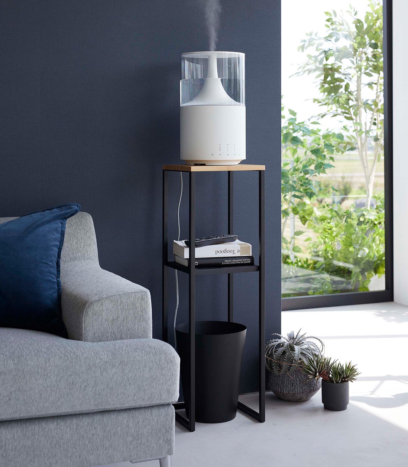 Two Tier Display and Storage Shelf - 31.5 Inch Height, Sturdy Steel Frame with Wood Shelves - Perfect for Home Organization, Retail Displays, and Office Storage