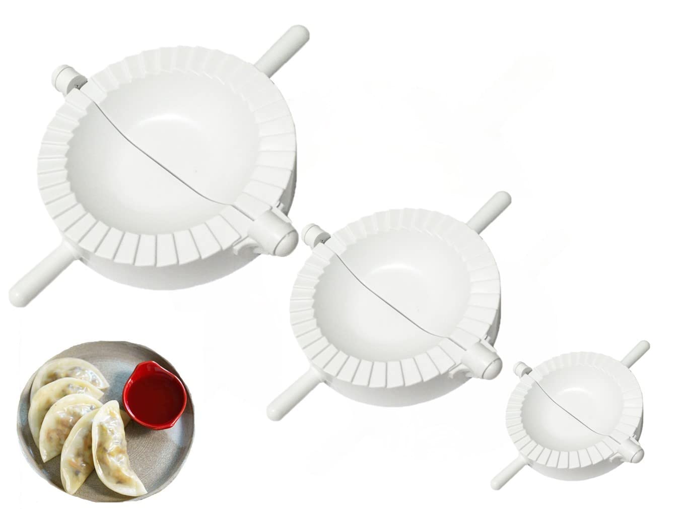 WARESHARK 3-Piece Dumpling Maker Set - Pastry Press, Dough Mould for Dim Sum, Empanadas & Calzones | Perfect for Homemade Asian & Italian Cuisine