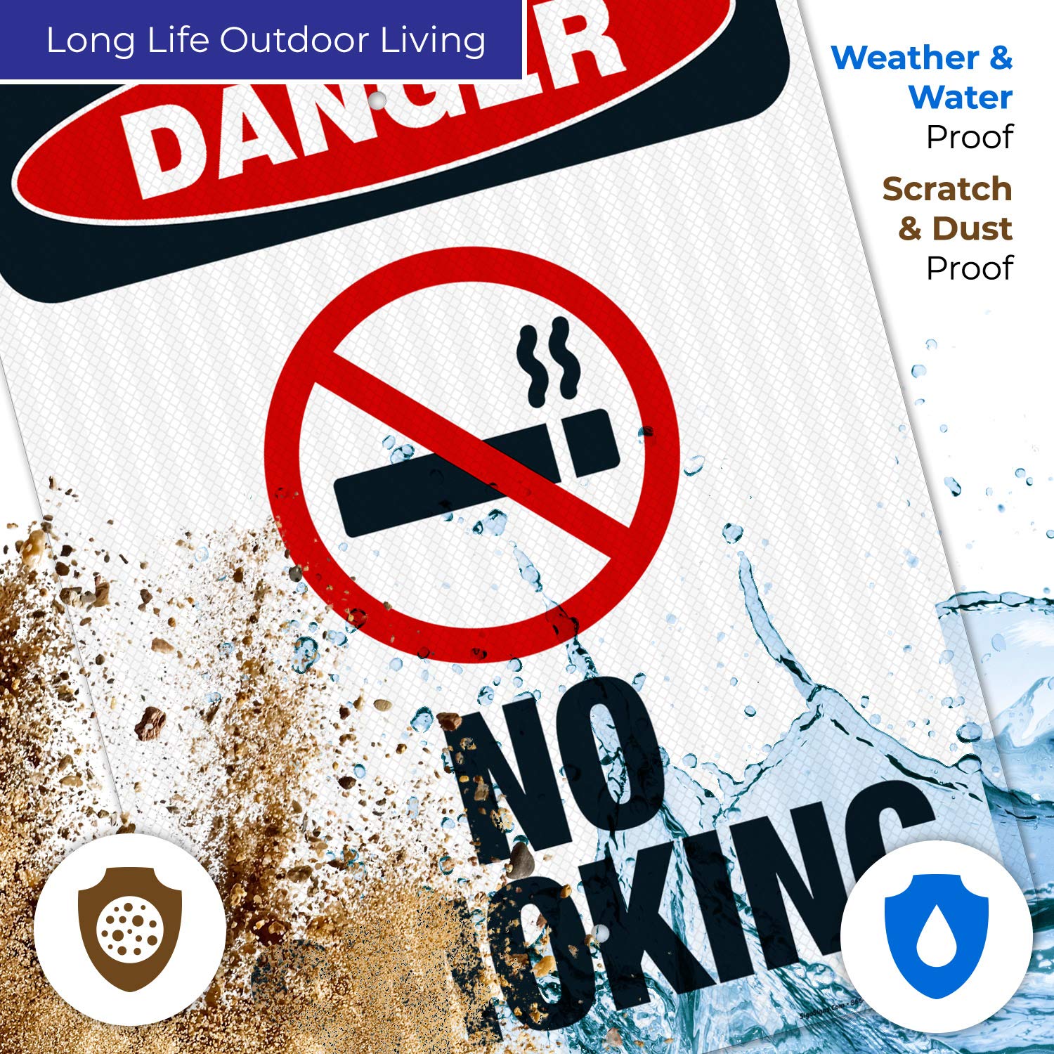 No Smoking OSHA Danger Sign (SI-3983) - 18x24 Inch Reflective Aluminum Safety Sign - 3M EGP .080 Thick, Fade Resistant - Indoor/Outdoor Use - Made in USA - Perfect for Workplaces, Factories & Public Areas