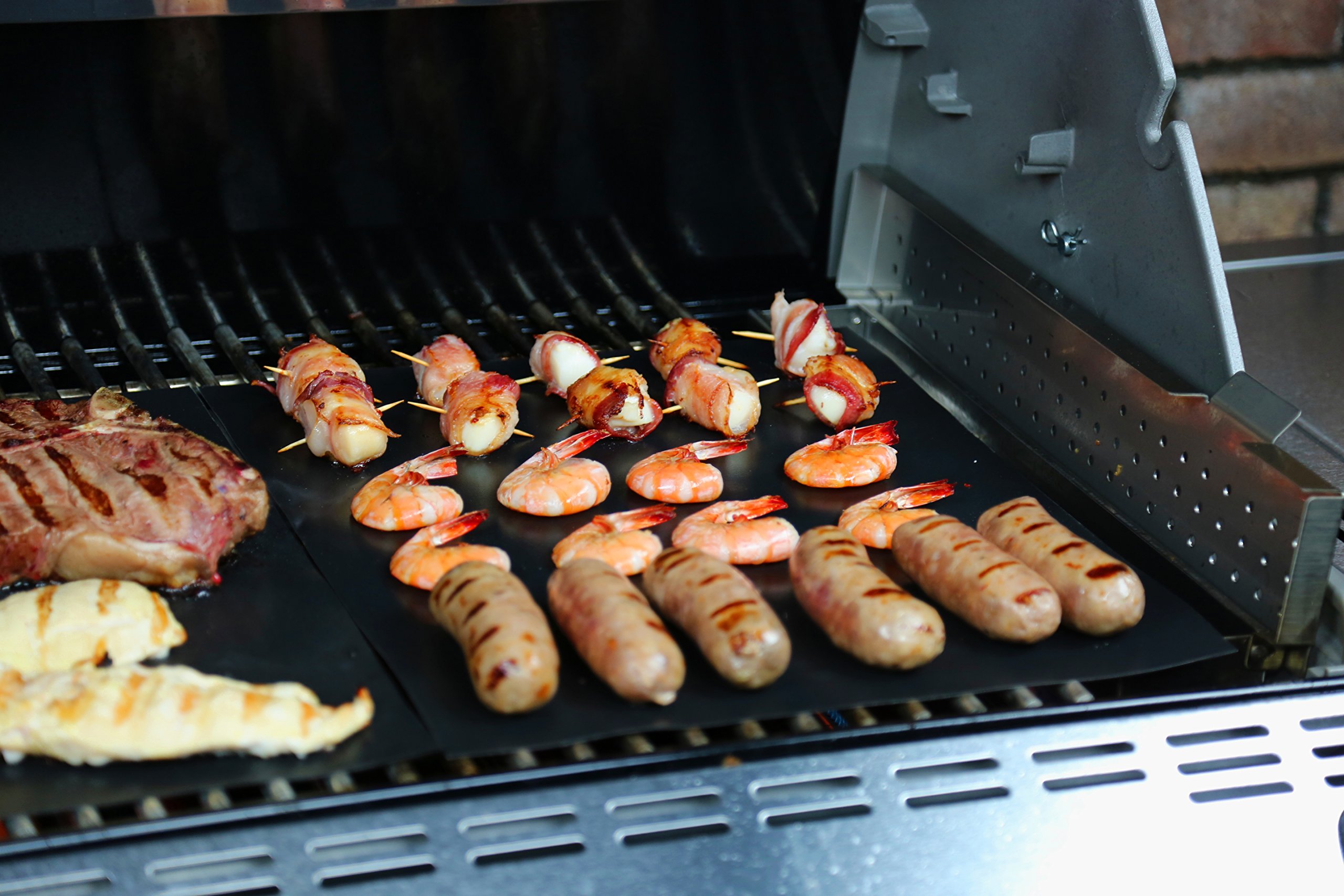 Premium Nonstick BBQ Grill & Baking Mats (Set of 2) - Heavy Duty, Dishwasher Safe Cooking Sheets 15.75