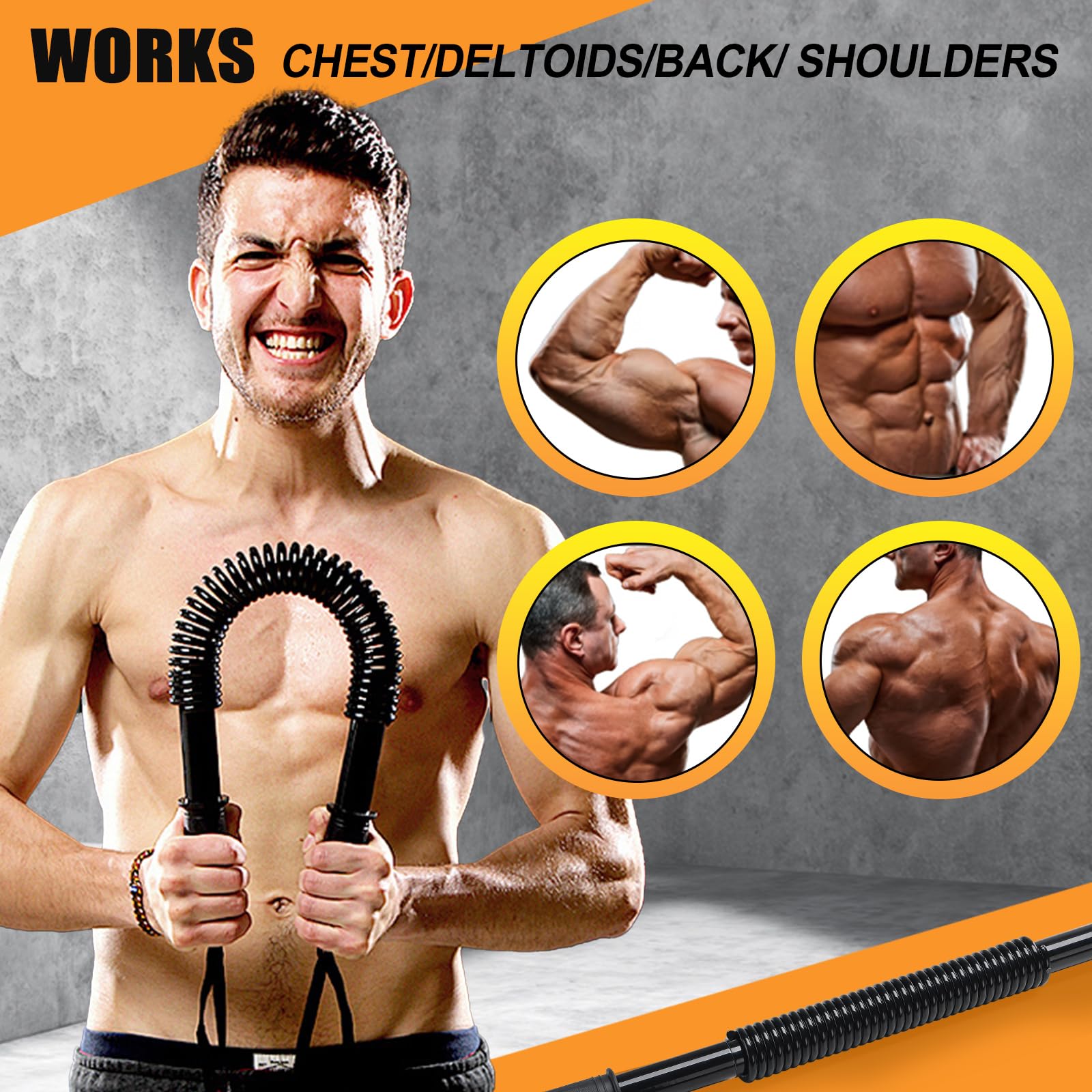 Power Twister Flex Bar - Upper Body Workout Equipment for Strength Training & Muscle Toning | Home Gym Essential for Arms, Chest & Back (Black)