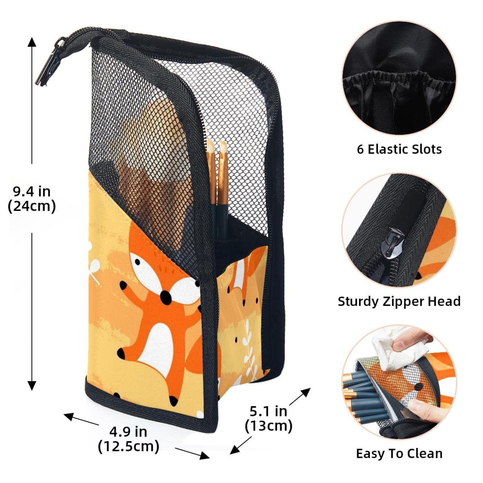 Premium 12-Piece Makeup Brush Organizer Bag with Fox Tree Leaves Design - Portable Travel Brush Holder Case for Professional Makeup Artists & Beauty Enthusiasts - Perfect for Home, Travel, and Salon Use