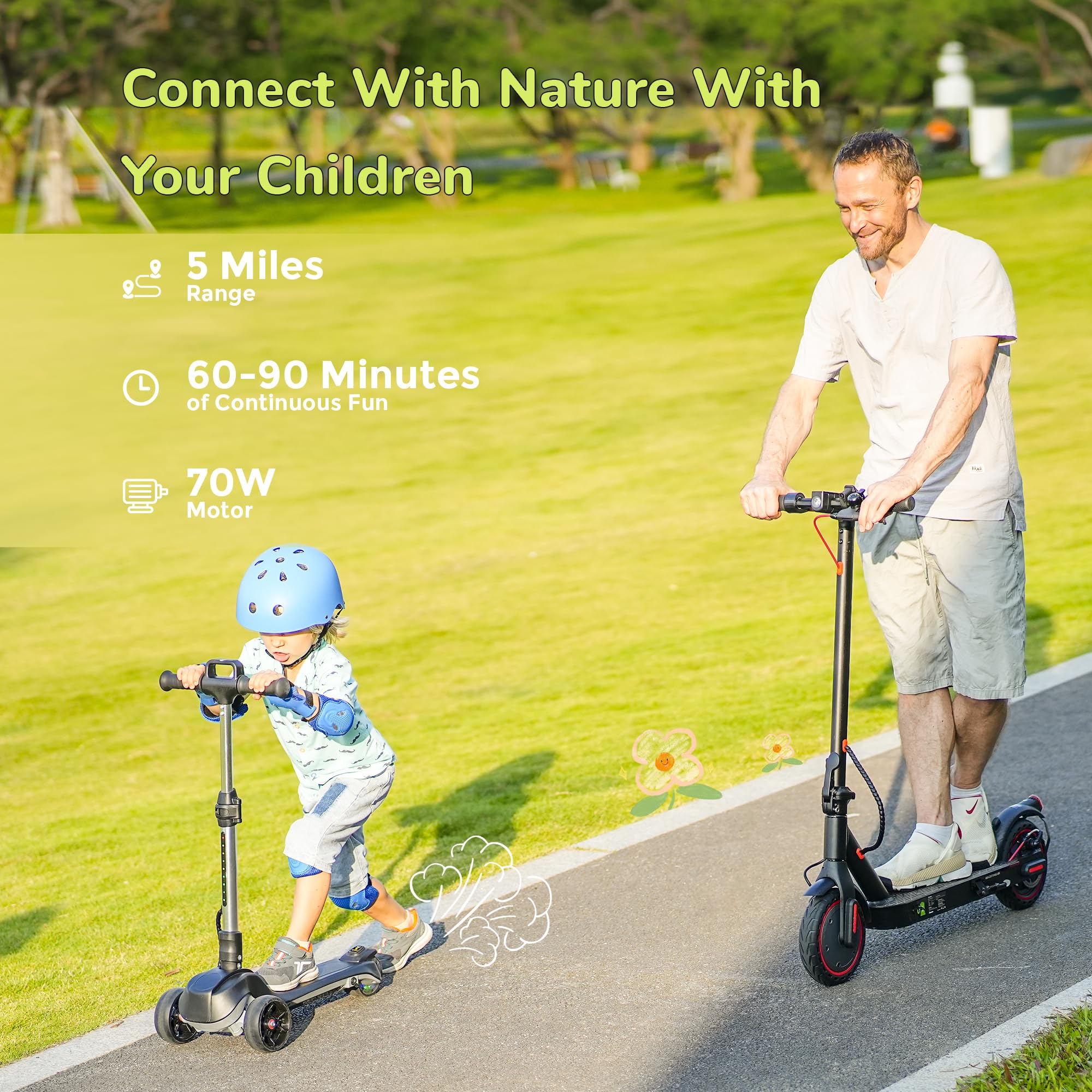iScooter ik2 Electric Scooter for Kids Ages 3-8 - Bluetooth Speaker, LED Light Wheels, Adjustable Height, Foldable Design - Perfect for Commuting to School, Park Rides & Neighborhood Fun