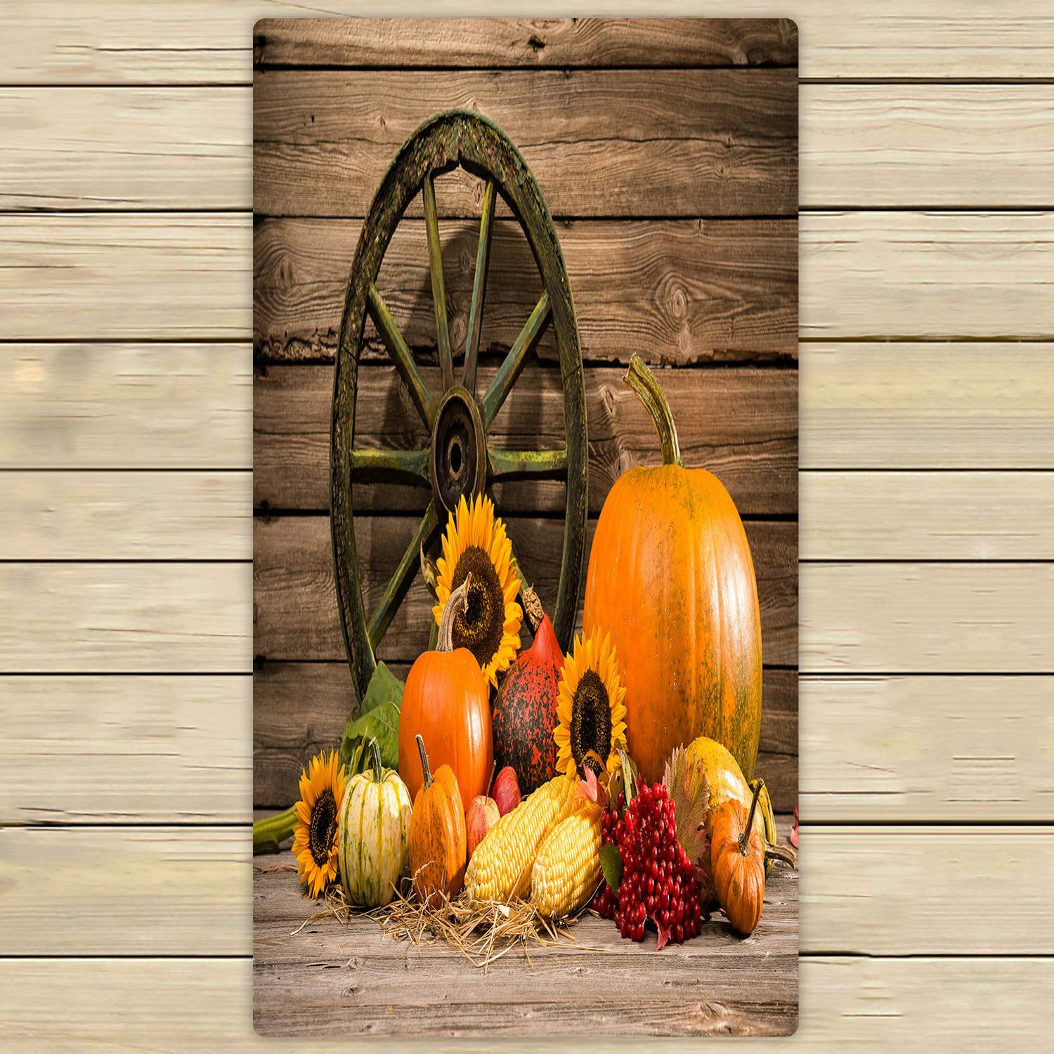 Autumn Thanksgiving Pumpkin Beach Towel - 30x56 Inch Soft Absorbent Bath & Shower Towel for Home, Outdoor, Travel - Perfect for Beach, Pool, Picnic & Holiday Decor