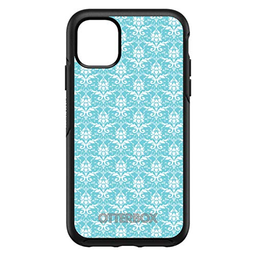 Baby Blue White Damask Pattern