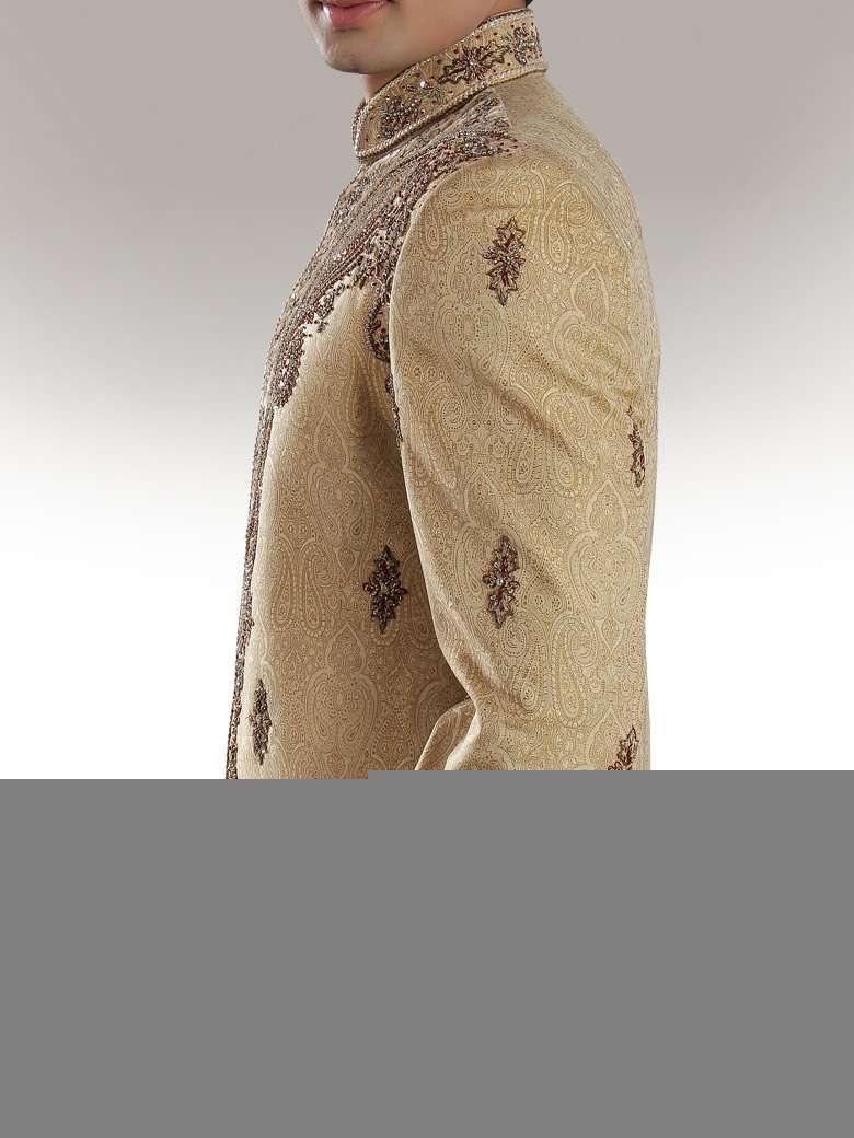 Elegant Velvet Neck Sherwani for Men - Premium Indian Wedding Sherwani with Embroidery - Perfect for Groom, Groomsmen & Special Occasions