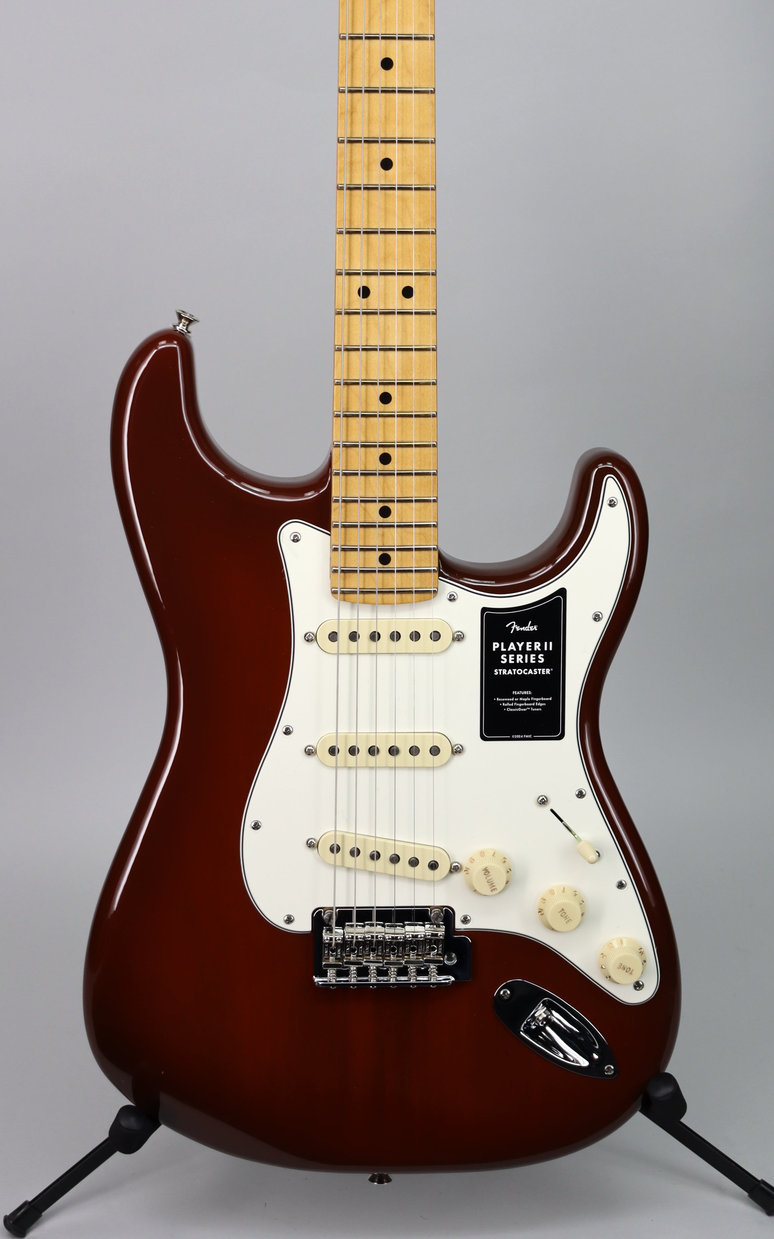 Fender Player II Stratocaster Electric Guitar Bundle - Chambered Mahogany Body, Transparent Mocha Burst Finish with Classic Series Tweed Case - Perfect for Stage Performances, Studio Recording & Home Practice