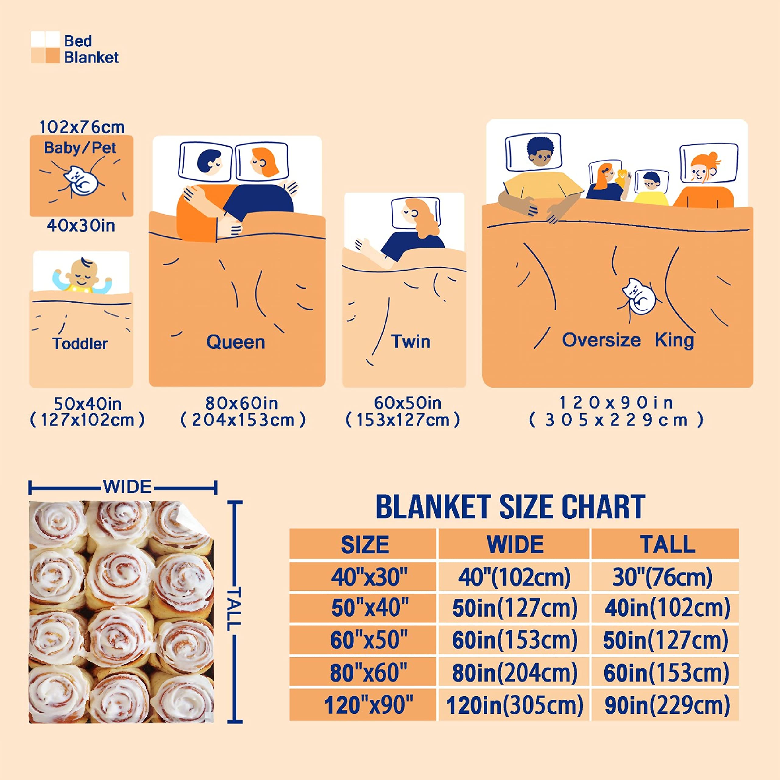 Soft Cinnamon Roll Fleece Blanket - Lightweight Flannel Throw for All Seasons, 120