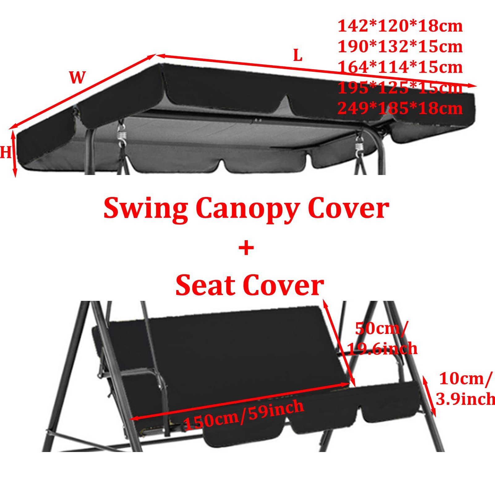 Waterproof Swing Canopy Cover Replacement for 2/3 Seater Outdoor Swing Bench - Sky Blue (142x120x18cm) - Patio Garden Swing Shade Cover - Perfect for Backyard, Deck, and Outdoor Relaxation