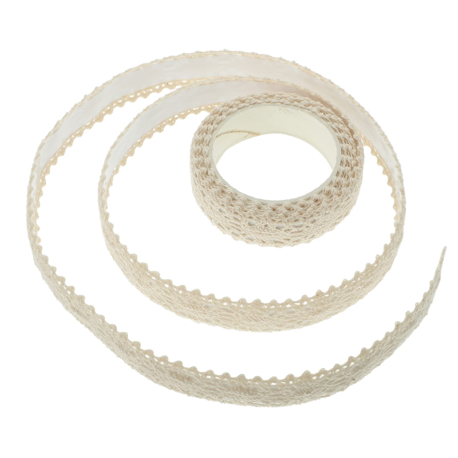 Homoyoyo 2-Pack Cotton Fabric Adhesive Tape - Decorative Lace Washi Tape for Scrapbooking, Journaling, Gift Wrapping & DIY Crafts