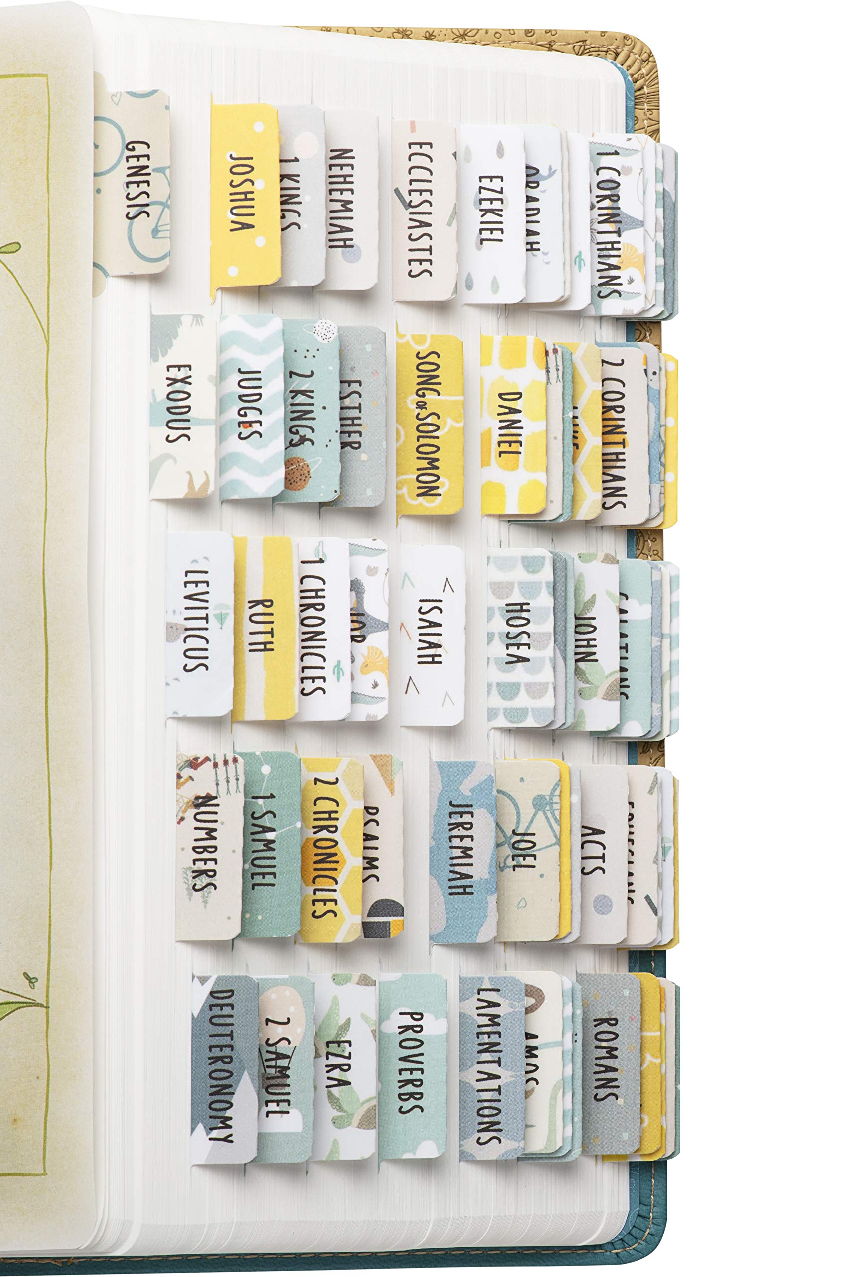 DiverseBee Laminated Bible Tabs - Large Print Easy Read 66 Tabs for Old & New Testament with 11 Blank Tabs (Adventure Theme) | Perfect for Bible Study, Journaling & Christian Gifts