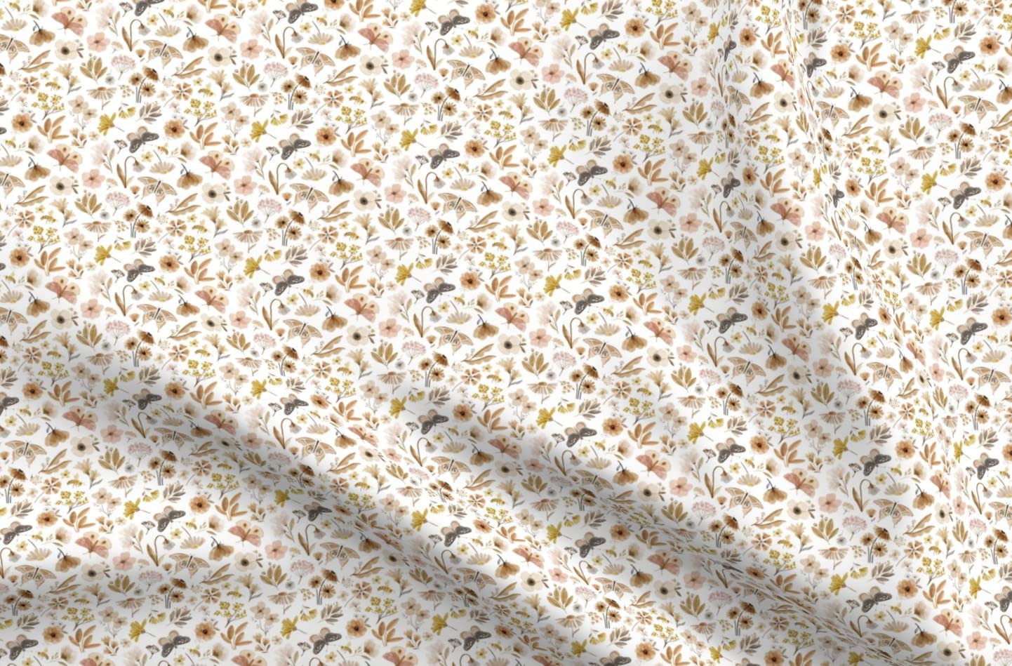 Petal Signature Cotton Fabric by Spoonflower - Floral Garden Print with Butterflies & Bees, Spring Nature Design for Sewing, Quilting, Apparel & Home Decor | Perfect for DIY Crafts, Dresses, Curtains & Pillow Covers