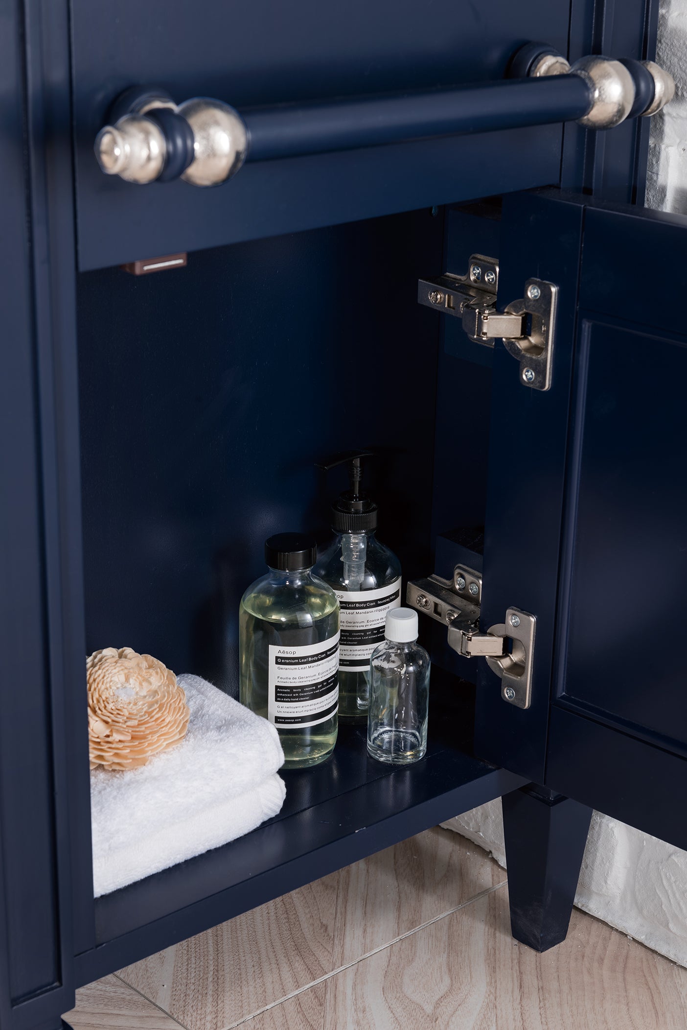Brittany 46 Inch Single Bathroom Vanity Set with Victory Blue Cabinet & 3CM Classic White Quartz Countertop - Perfect for Modern Master Bathrooms & Guest Suites