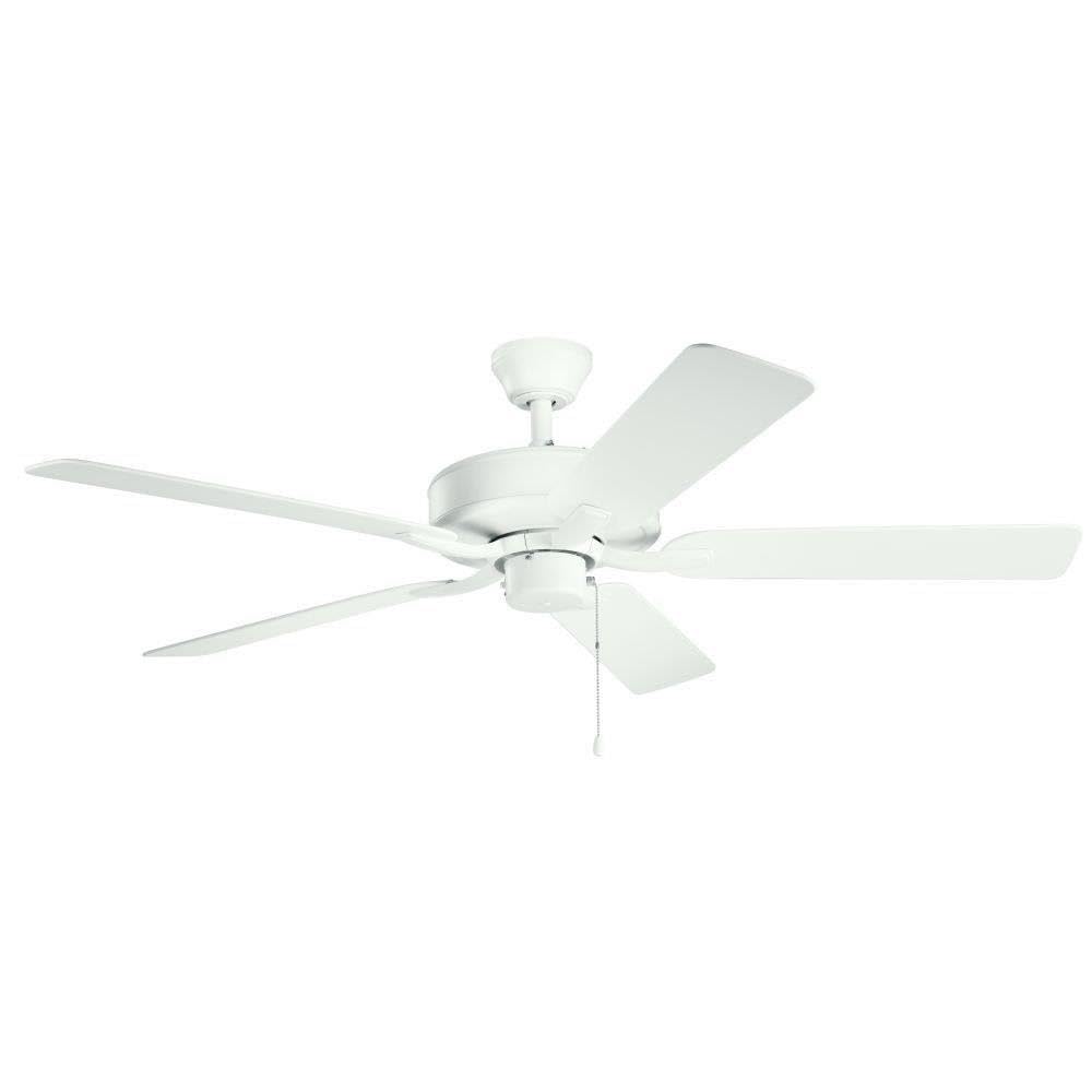 Kichler 330015MWH Basics Pro Patio 52 Inch Matte White Ceiling Fan - Outdoor & Indoor Use for Patio, Porch, Bedroom, Living Room