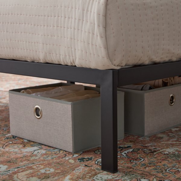 King Size Metal Upholstered Bed Frame with Charcoal Fabric - BS0002MUBKKCH | Modern Bedroom Furniture for Master Suite & Guest Room
