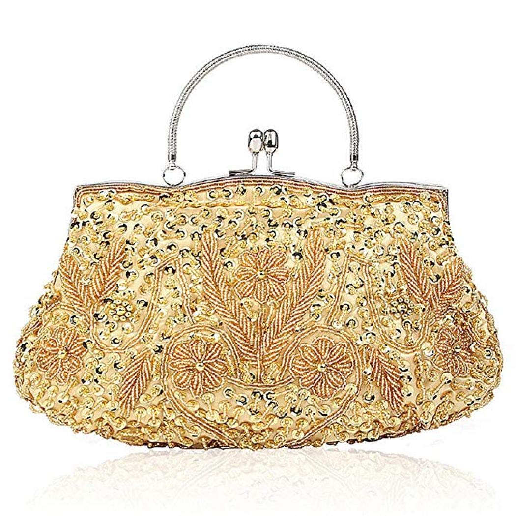 Elegant Beaded Sequin Flower Evening Clutch Bag for Women - Large Size Formal Handbag for Parties, Weddings & Special Occasions