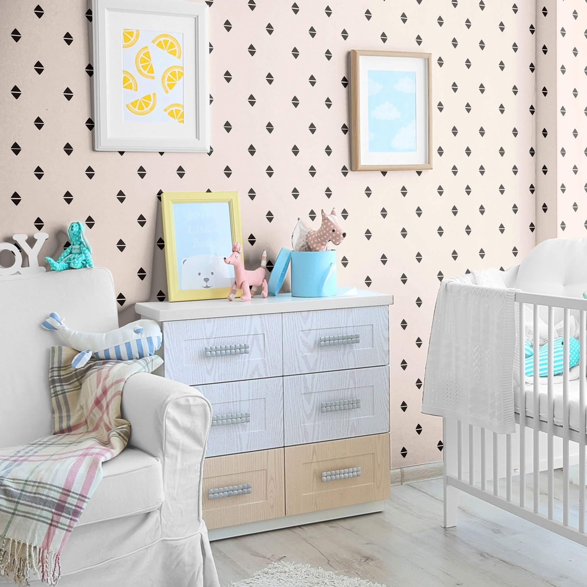 Tan and Black Geometric Peel and Stick Removable Wallpaper for Teens - Self-Adhesive Decorative Wall Covering for Bedrooms, Dorm Rooms & Home Decor