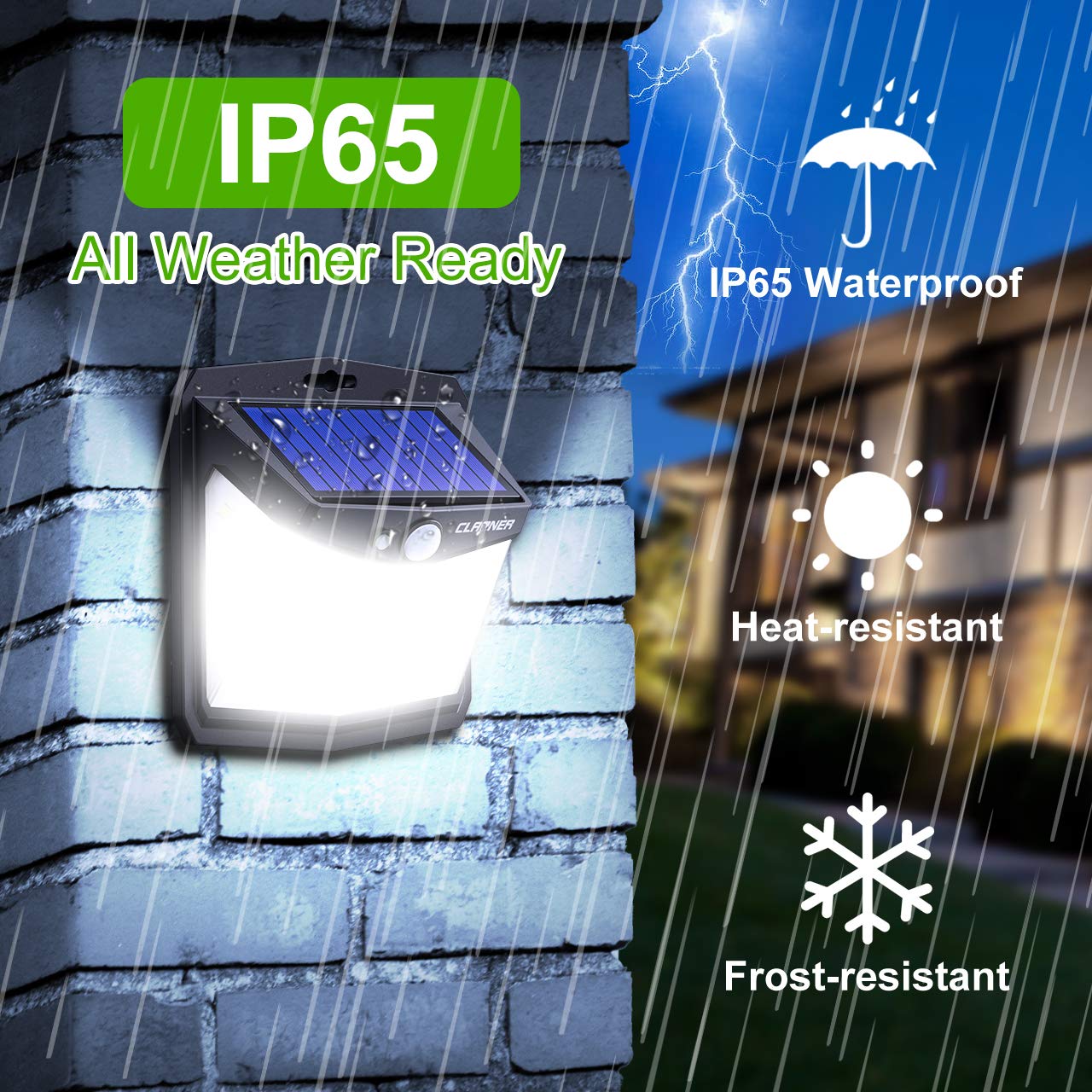 CLAONER 128 LED Solar Lights Outdoor with Motion Sensor - IP65 Waterproof, 3 Brightness Modes, 270° Wide Lighting Angle - Solar Powered Security Lights for Yard, Pathway, Garage & Deck (Ideal for Nighttime Safety & Landscape Lighting)
