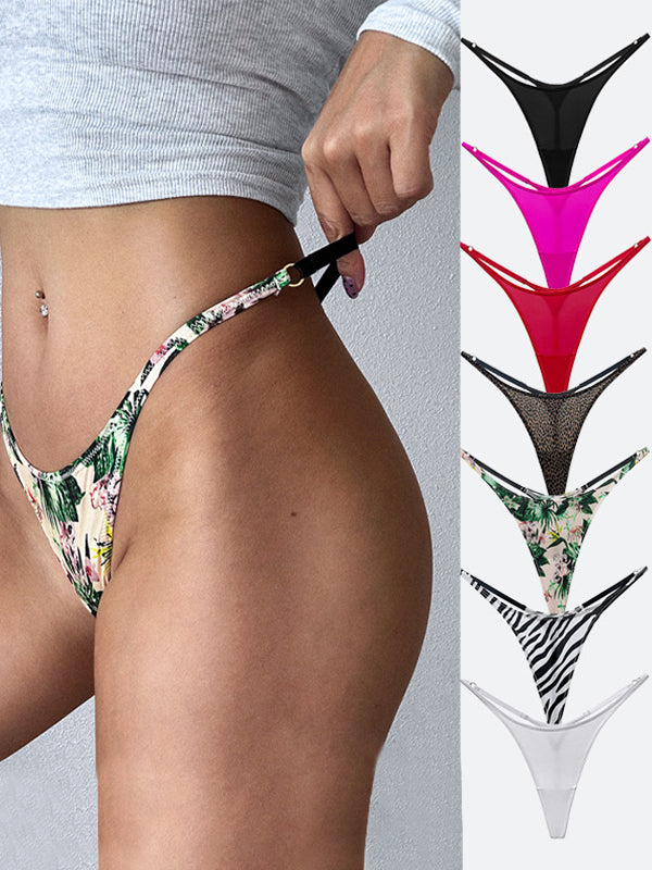 ZASUWA Women's Sexy Silk T-Back Panties - Solid Color & Print Lingerie for Date Night, Boudoir, and Special Occasions
