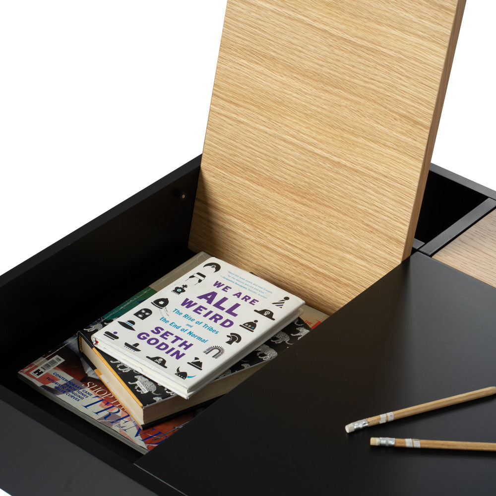 MORSE 140cm Study Desk - Black & Oak Finish, Modern Home Office Desk for Students & Professionals, Perfect for Small Spaces & Dorm Rooms