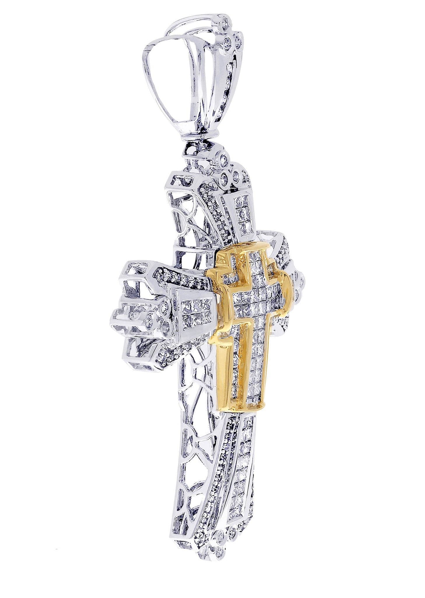 3.19 Carat Diamond Cross Pendant Necklace - 15.05 Grams Solid Gold Jewelry for Women - Perfect for Weddings, Anniversaries & Religious Gifts