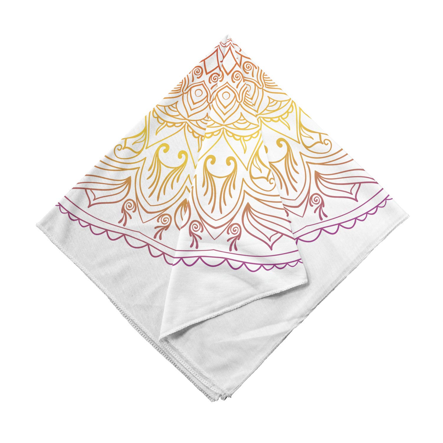 Ambesonne Rainbow Mandala Unisex Bandana - Ombre Colorful Art Scarf in Orange, Violet & Yellow | Yoga, Festival, Outdoor & Fashion Accessory