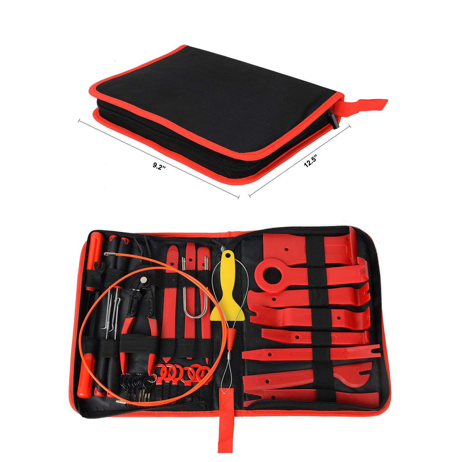 Nilight 40Pcs Car Trim Removal Tool Kit - Auto Panel Clip Remover, Upholstery Pry Tools, Precision Hook & Pick Set with Film Scraper for Car Audio Installation & Interior Repair (2 Year Warranty) - Perfect for DIY Auto Detailing, Vehicle Maintenance & Professional Mechanics