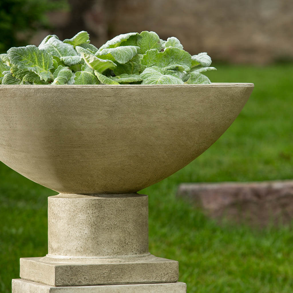 Campania International Savoy Planter with Pedestal - Elegant Outdoor Garden Decor for Patio, Porch & Landscaping