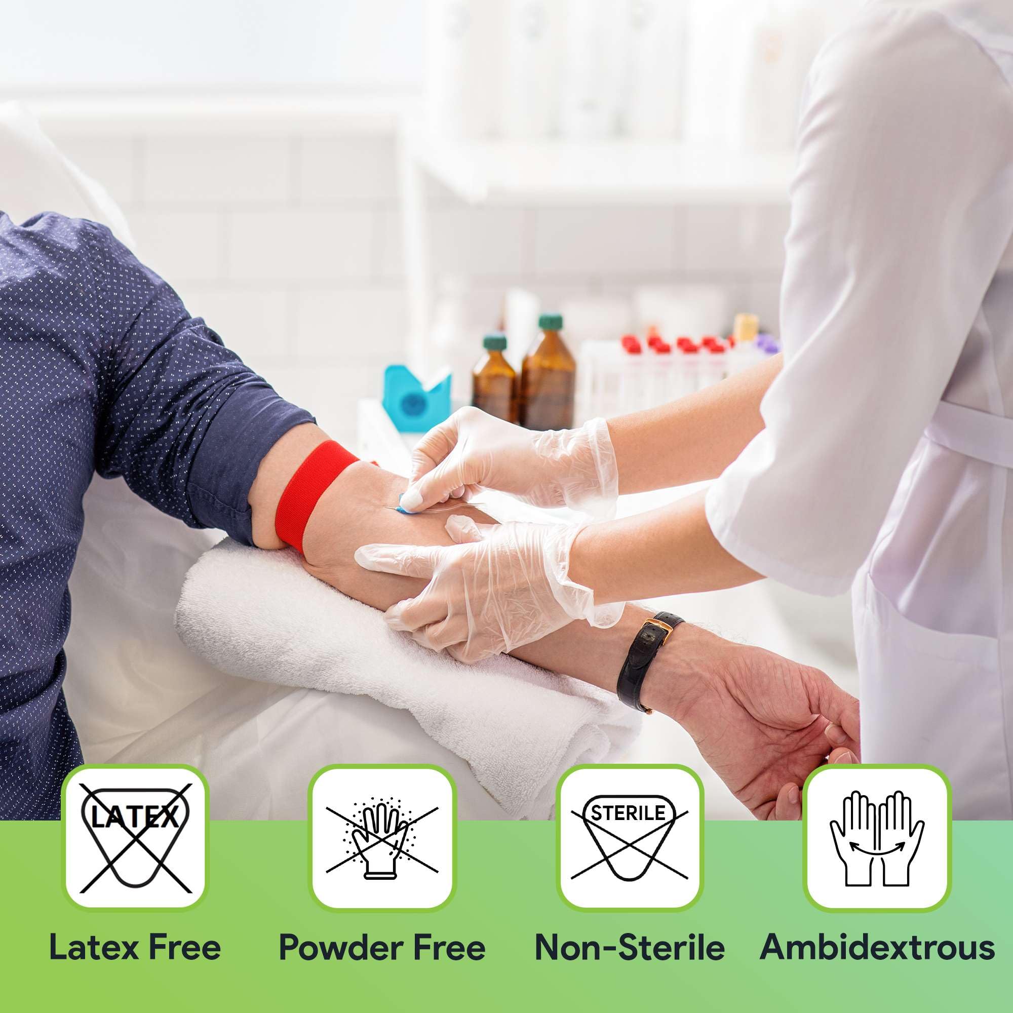 1000 Pack Disposable Latex-Free Vinyl Gloves - 3 Mil Medium Clear Medical Exam Gloves for Hospitals, Clinics, Ambulances & First Aid Kits - Ideal for Healthcare, Food Handling, Cleaning & Tattoo Parlors
