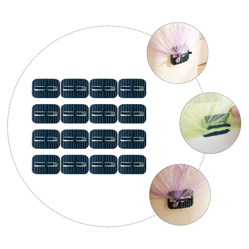 DOITOOL 16-Piece Trash Can Clips - Heavy Duty Garbage Bag Retainers, Anti-Slip Waste Basket Clamps for Secure Fit (Blue) - Perfect for Kitchen, Bathroom, Office & Outdoor Bins