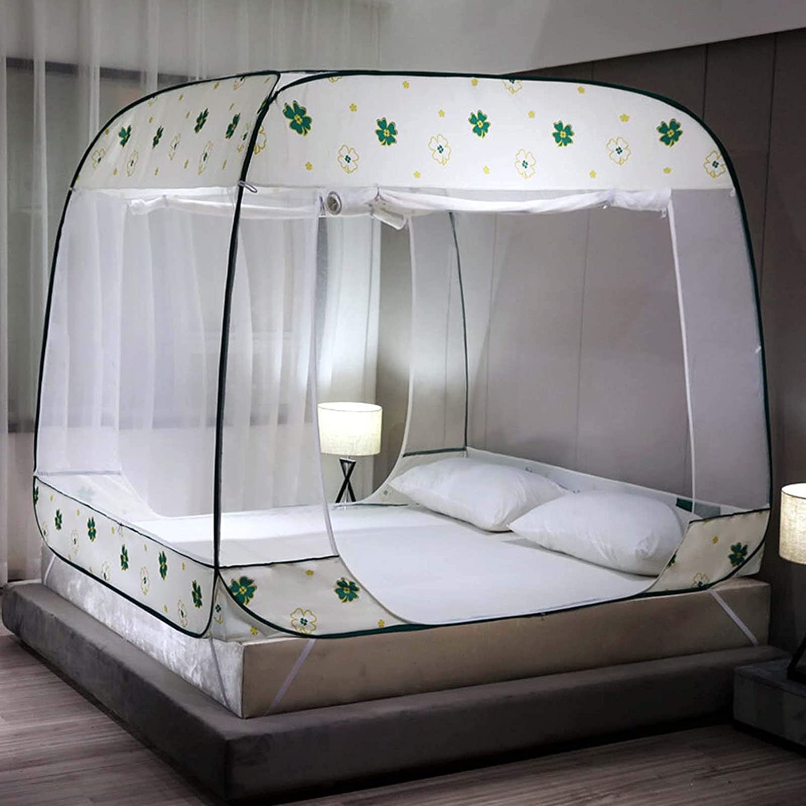 Portable Pop Up Mosquito Net Bed Canopy - Folding Mesh Tent with 3 Openings & Full Bottom for Home, Bedroom, Camping & Travel (1.2m & 2m Sizes) - Perfect for Indoor Use, Outdoor Adventures & Baby Crib Protection