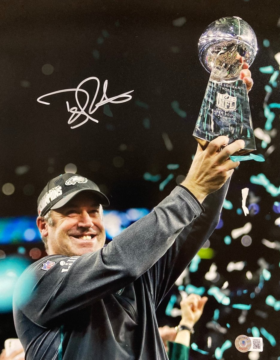 Authentic Coach Doug Pederson Signed 11x14 Philadelphia Eagles Super Bowl 52 Championship Photo - BAS ITP Certified - Perfect for Eagles Fans, Sports Memorabilia Collectors & Man Cave Decor