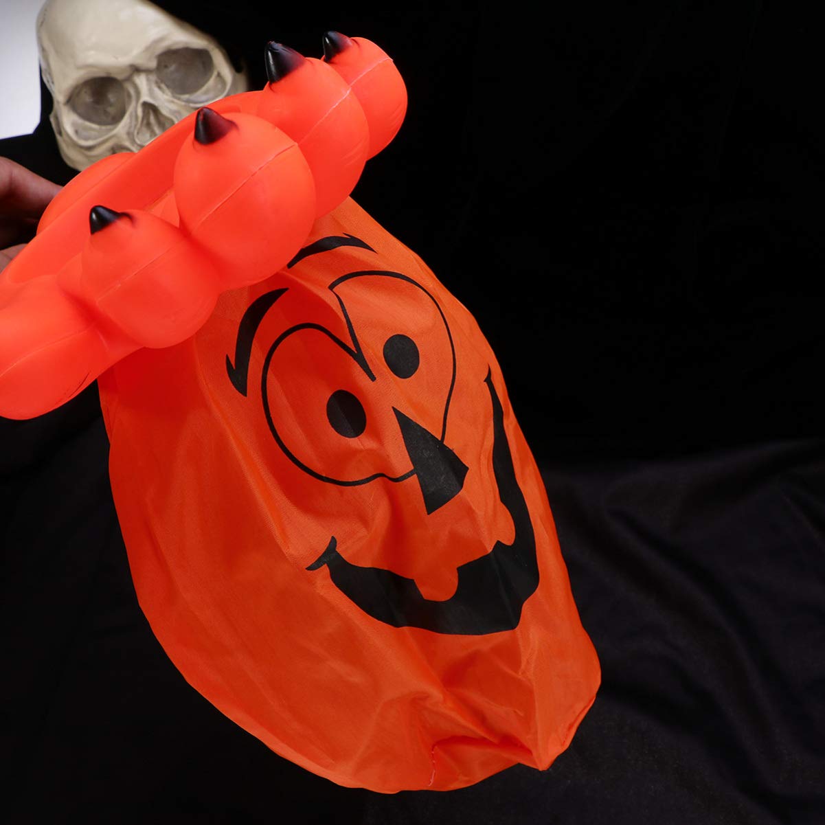 Luxshiny 2-Pack Halloween Trick or Treat Bags - Pumpkin Printed Tote & Candy Goodie Bags for Kids, Halloween Party Favors & School Events (Orange/Black)