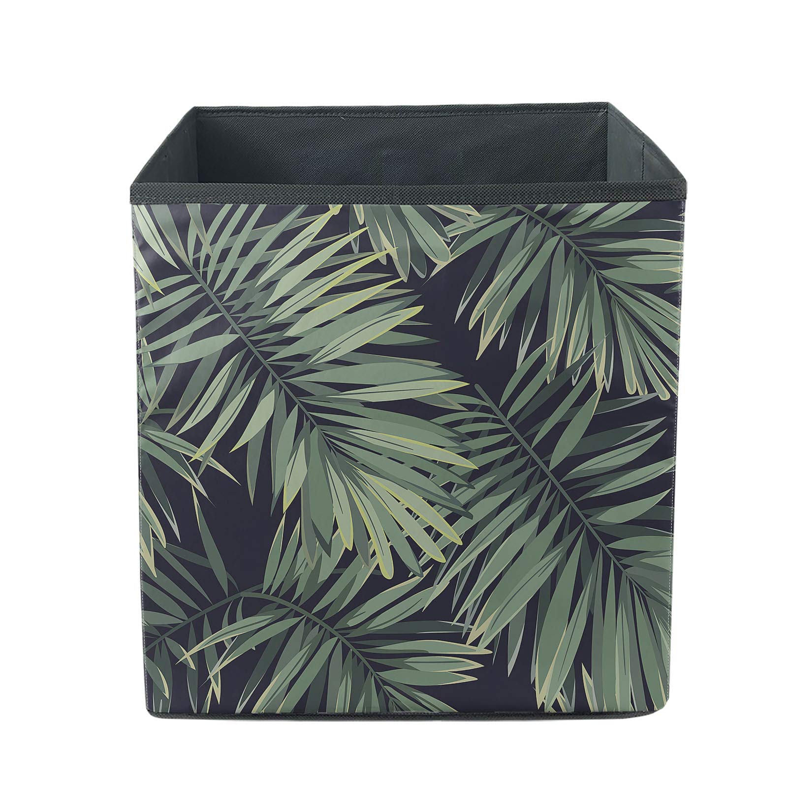 Babrukda Storage Bin - Tropical Palm Leaf Design Organizer Basket for Shelves, Closet & Bedroom | Decorative Cube Box for Home Office | Perfect for Women's Clothes, Teen Accessories & Craft Supplies | Great for Organizing Belts, Scarves & Small Items