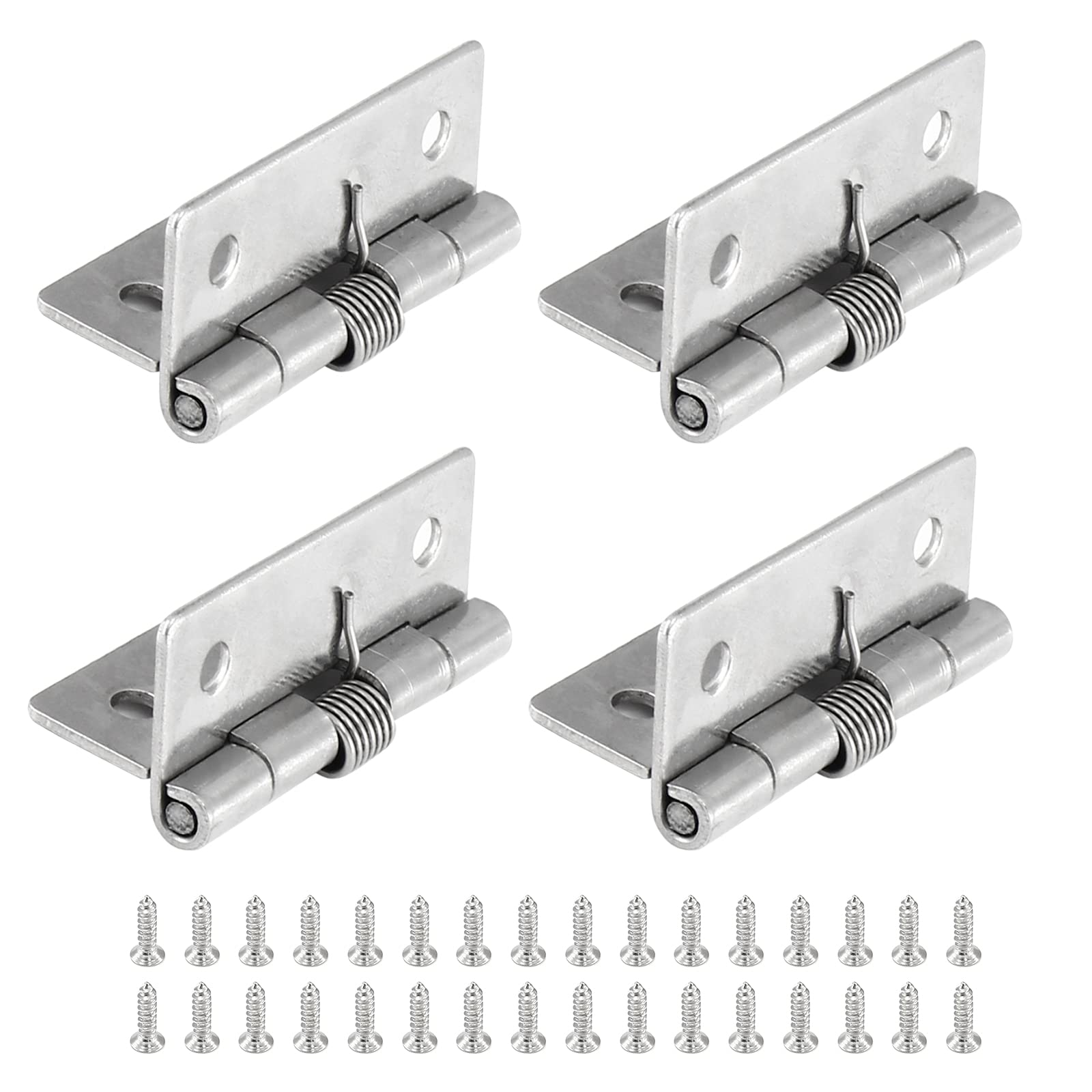 Luomorgo 4-Pack 2 Inch Stainless Steel Spring Loaded Cabinet Hinges - Self Closing Heavy Duty Hinges for Kitchen Cabinets, Bathroom Vanities & Furniture Doors (4 Pieces)