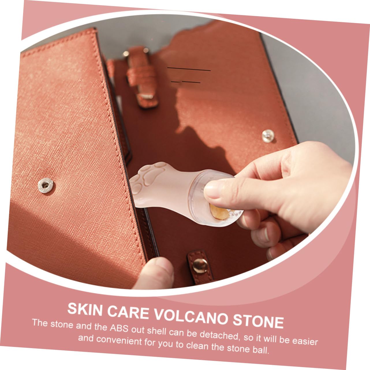 NOLITOY Volcanic Stone Oil-Absorbing Ball - Pink Facial Roller for Oily Skin, Lip Oil Blotting & Massage Tool | Skin Care, Makeup Prep, On-the-Go Shine Control