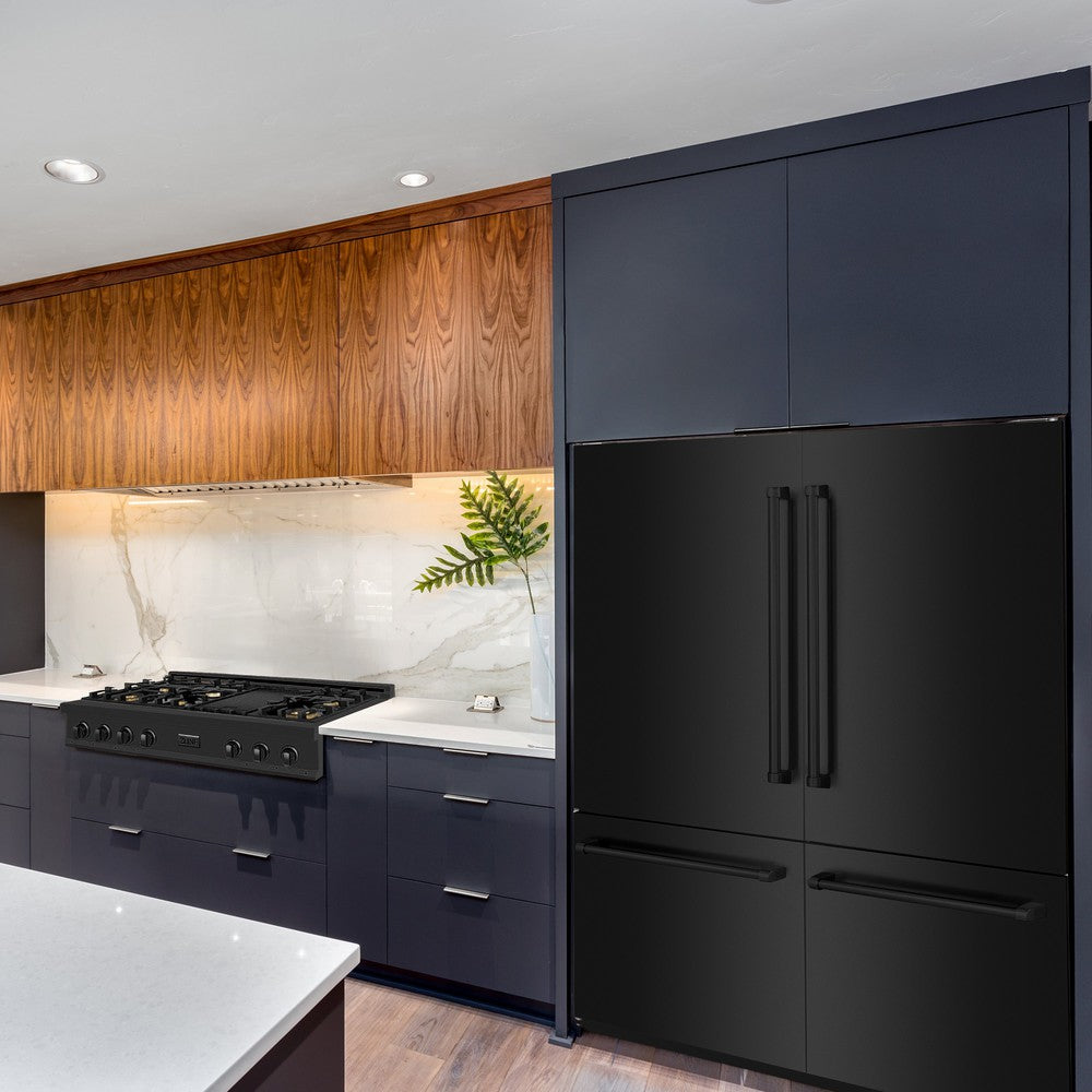 ZLINE 60 Inch 32.2 Cu Ft French Door Built-In Bottom Freezer Refrigerator with Water Dispenser & Ice Maker - Black Stainless Steel (RBIV BS 60) for Modern Kitchen & Open Concept Homes