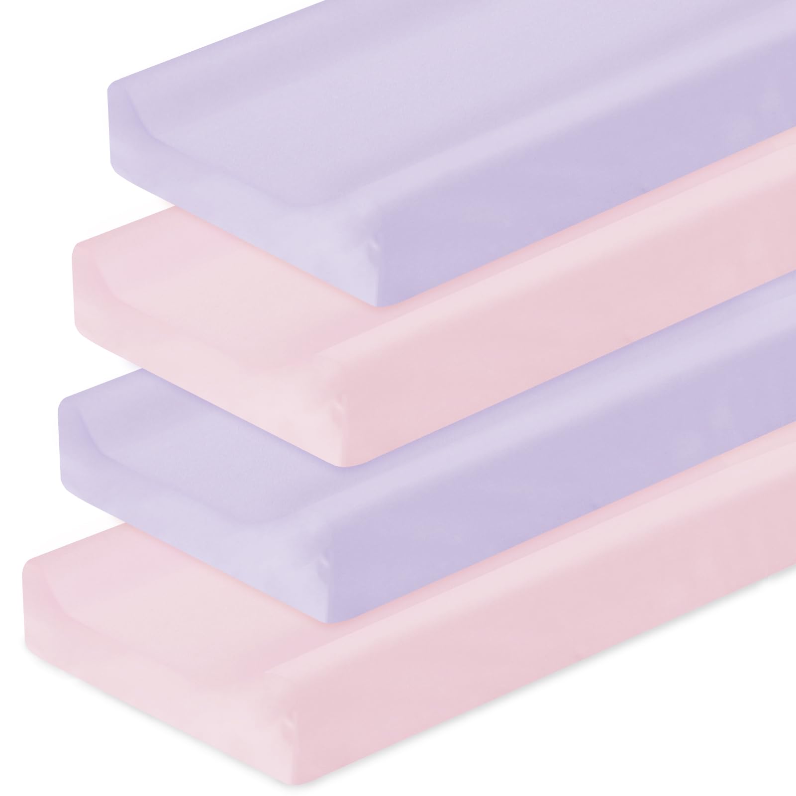 4 Pack Baby Changing Pad Covers for Girls - Soft Breathable Fitted Changing Table Sheets (32