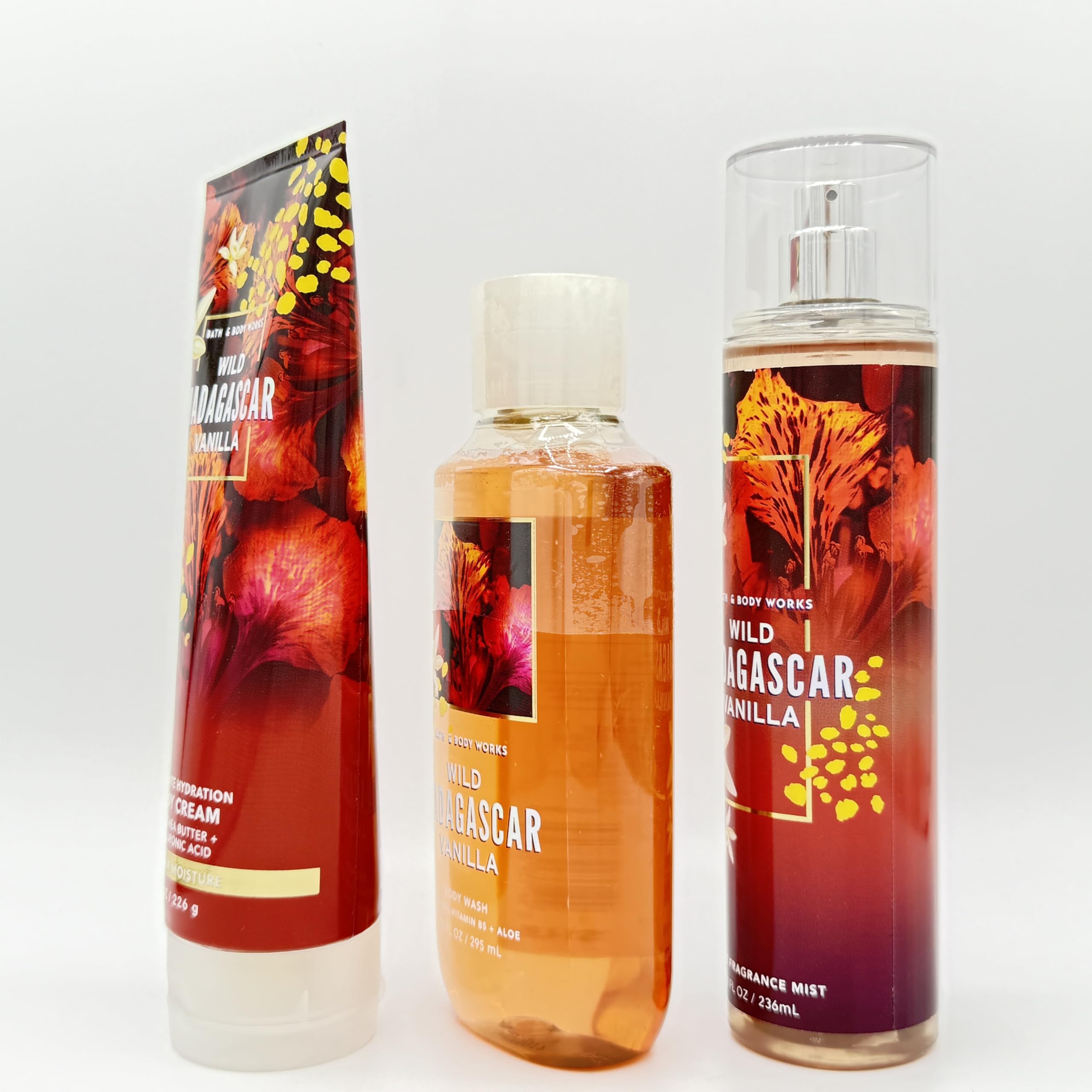 Wild Madagascar Vanilla 3-Piece Bath & Body Gift Set - Hydrating Body Cream, Shower Gel & Fragrance Mist for Dry Skin | Perfect for Spa Day, Self-Care Routine & Luxurious Gift Giving